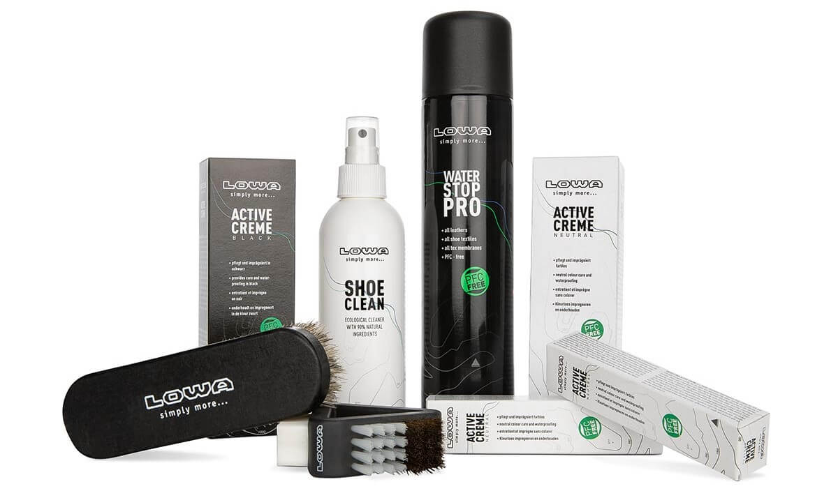 LOW boot care products on a white background